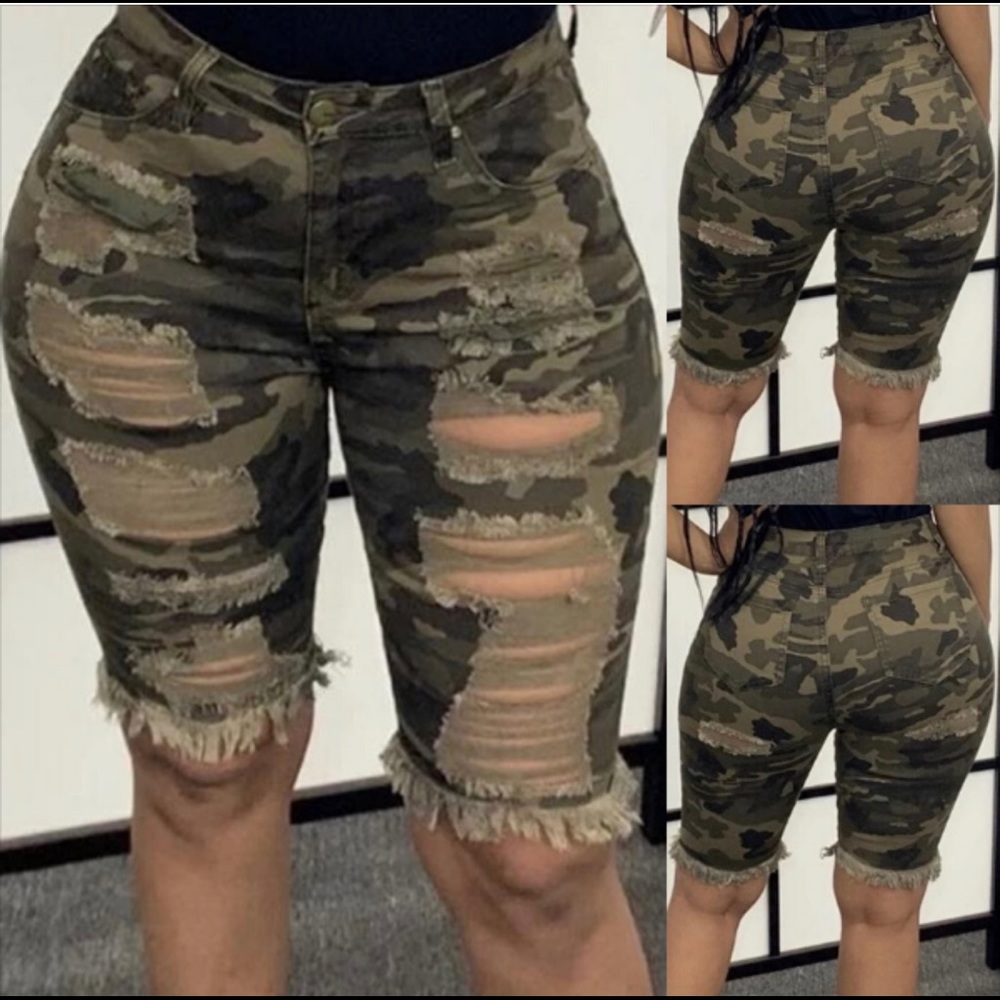 Green camouflage shorts